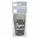 6 gobelets Anniversaire 25cl - Gris