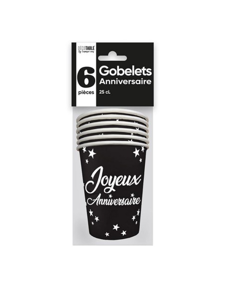 6 gobelets Anniversaire 25cl - Jaune