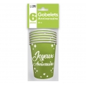 6 gobelets Anniversaire 25cl - Vert