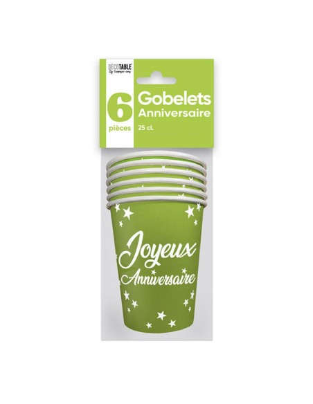 6 gobelets Anniversaire 25cl - Rouge
