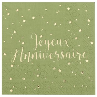 20 serviettes Joyeux Anniversaire métallisé - Rose gold