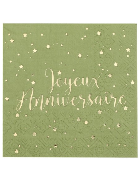 20 serviettes Joyeux Anniversaire métallisé - Rose gold
