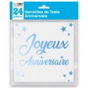 24 serviettes Anniversaire métallisé - Bleu