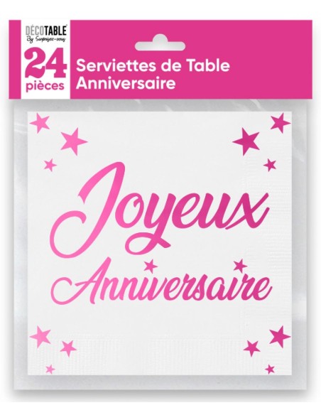 24 serviettes Anniversaire métallisé - Bleu