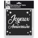 24 serviettes Anniversaire métallisé - Noir