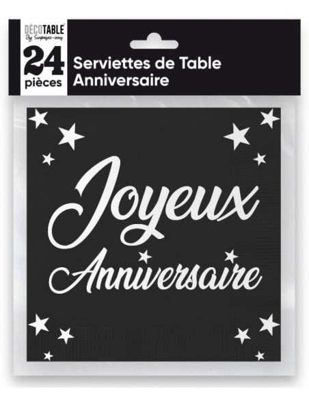 24 serviettes Anniversaire métallisé - Fuchsia