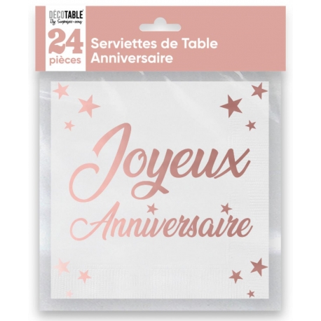 24 serviettes Anniversaire métallisé - Or