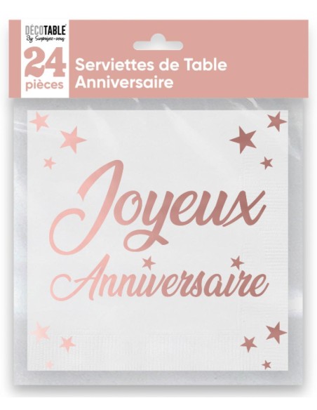 24 serviettes Anniversaire métallisé - Or
