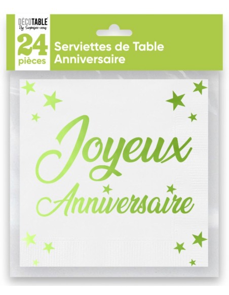 24 serviettes Anniversaire métallisé - Rouge