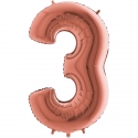 Ballon mylar 102cm rose gold - Chiffre 3