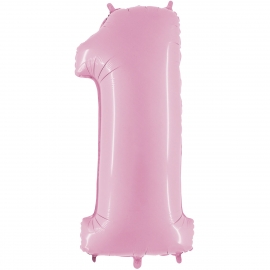 Ballon mylar 102cm rose - Chiffre 1