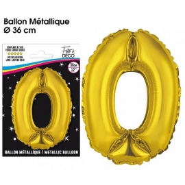 Ballon mylar 36cm or - Chiffre 0 