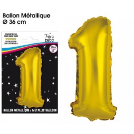 Ballon mylar 36cm or - Chiffre 1