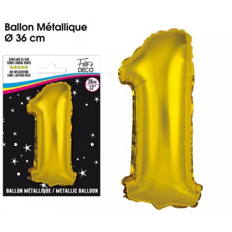 Ballon mylar 36cm or - Chiffre 1