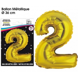 Ballon mylar 36cm or - Chiffre 2