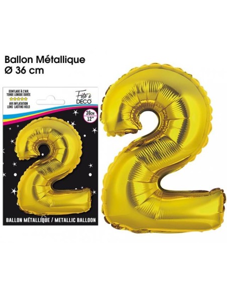 Ballon mylar 36cm or - Chiffre 2