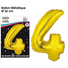 Ballon mylar 36cm or - Chiffre 4