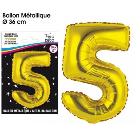 Ballon mylar 36cm or - Chiffre 5