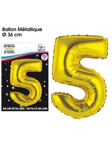 Ballon mylar 36cm or - Chiffre 5