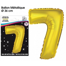 Ballon mylar 36cm or - Chiffre 7 