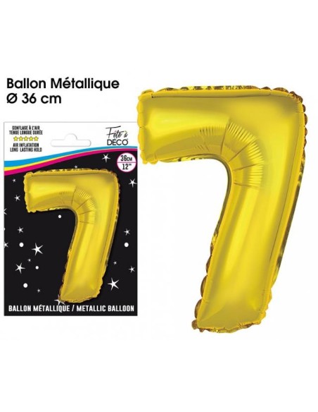 Ballon mylar 36cm or - Chiffre 7 