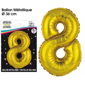 Ballon mylar 36cm or - Chiffre 8