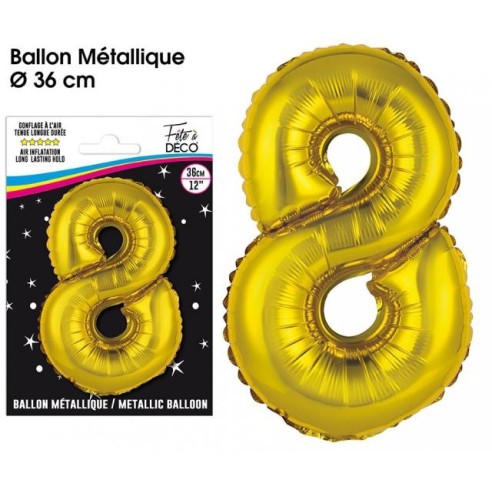 Ballon mylar 36cm or - Chiffre 8
