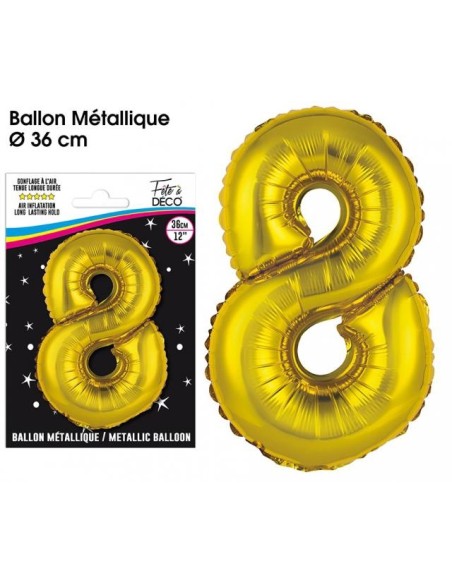 Ballon mylar 36cm or - Chiffre 8