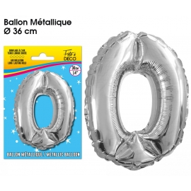 Ballon mylar 36cm argent - Chiffre 0