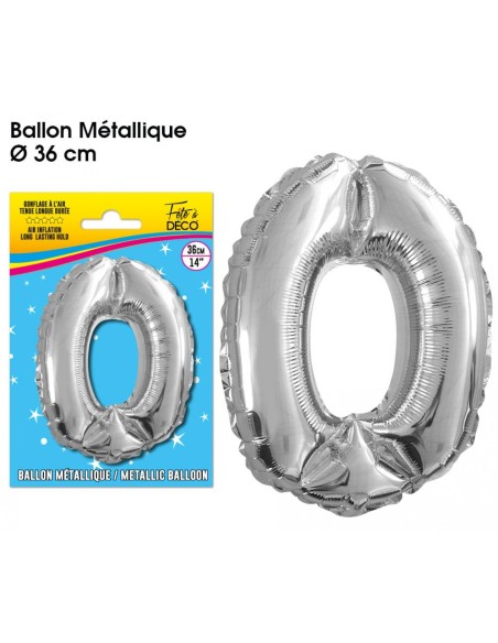 Ballon mylar 36cm or - Chiffre 0 