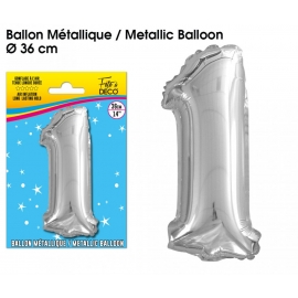 Ballon mylar 36cm argent - Chiffre 1