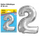 Ballon mylar 36cm argent - Chiffre 2