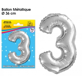 Ballon mylar 36cm argent - Chiffre 2