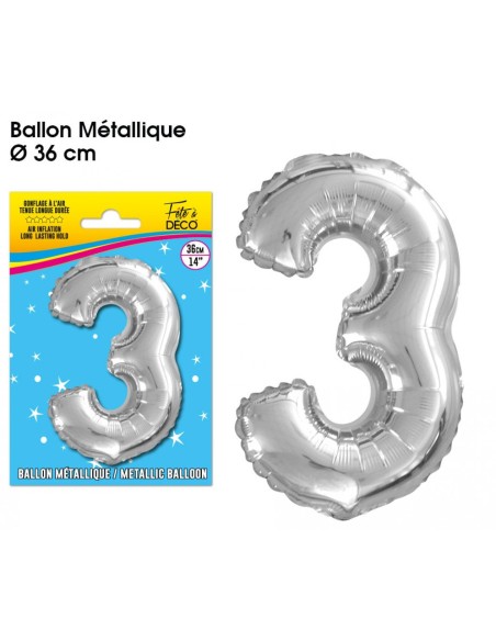 Ballon mylar 36cm argent - Chiffre 2