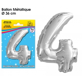 Ballon mylar 36cm argent - Chiffre 4