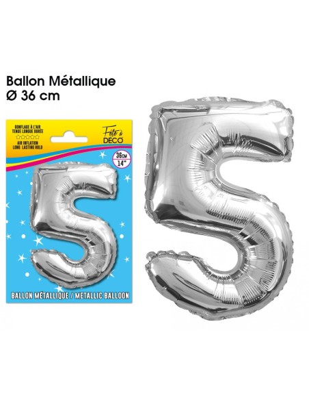 Ballon mylar 36cm argent - Chiffre 4