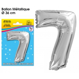 Ballon mylar 36cm argent - Chiffre 7