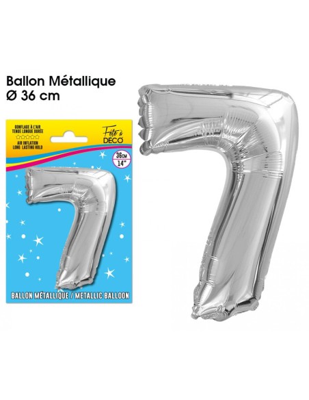 Ballon mylar 36cm argent - Chiffre 6