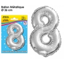 Ballon mylar 36cm argent - Chiffre 8