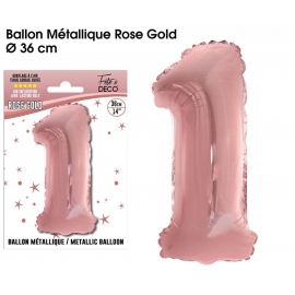 Ballon mylar 36cm rose gold - Chiffre 0