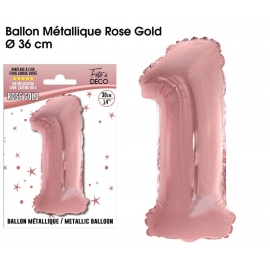 Ballon mylar 36cm rose gold - Chiffre 1