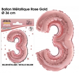 Ballon mylar 36cm rose gold - Chiffre 3