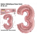 Ballon mylar 36cm rose gold - Chiffre 3