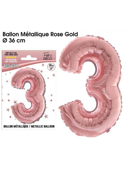 Ballon mylar 36cm rose gold - Chiffre 2