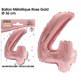 Ballon mylar 36cm rose gold - Chiffre 4