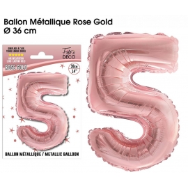 Ballon mylar 36cm rose gold - Chiffre 5