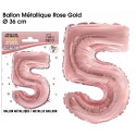 Ballon mylar 36cm rose gold - Chiffre 5