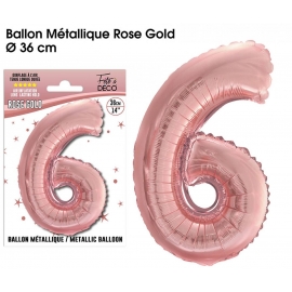 Ballon mylar 36cm rose gold - Chiffre 6