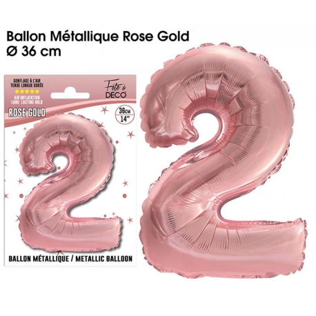 Ballon mylar 36cm rose gold - Chiffre 2