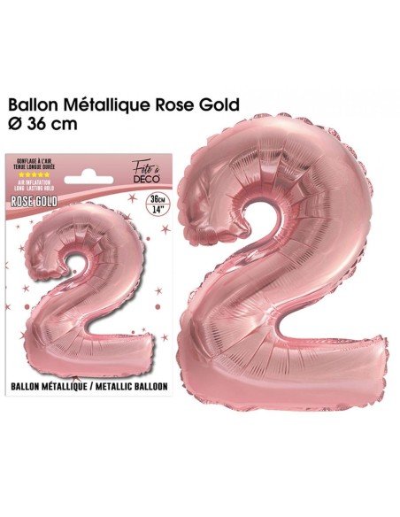 Ballon mylar 36cm rose gold - Chiffre 2